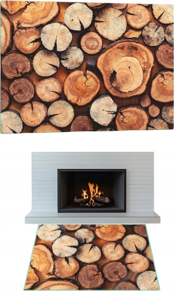 Kandalló Ablak Edzett Üveg Állvány Méret 60x52cm Grafika Fa