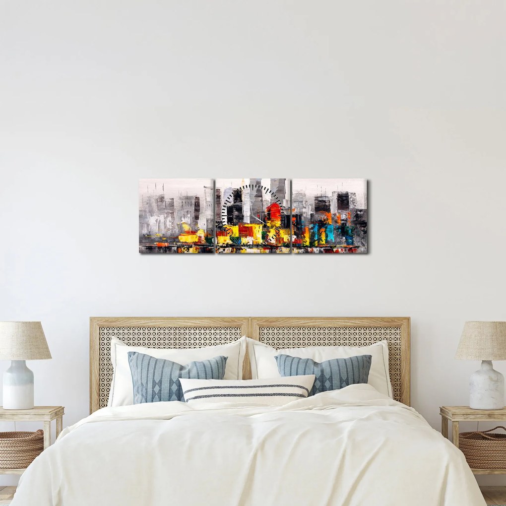 Kép - A nagyváros festménye (órával) (90x30 cm)