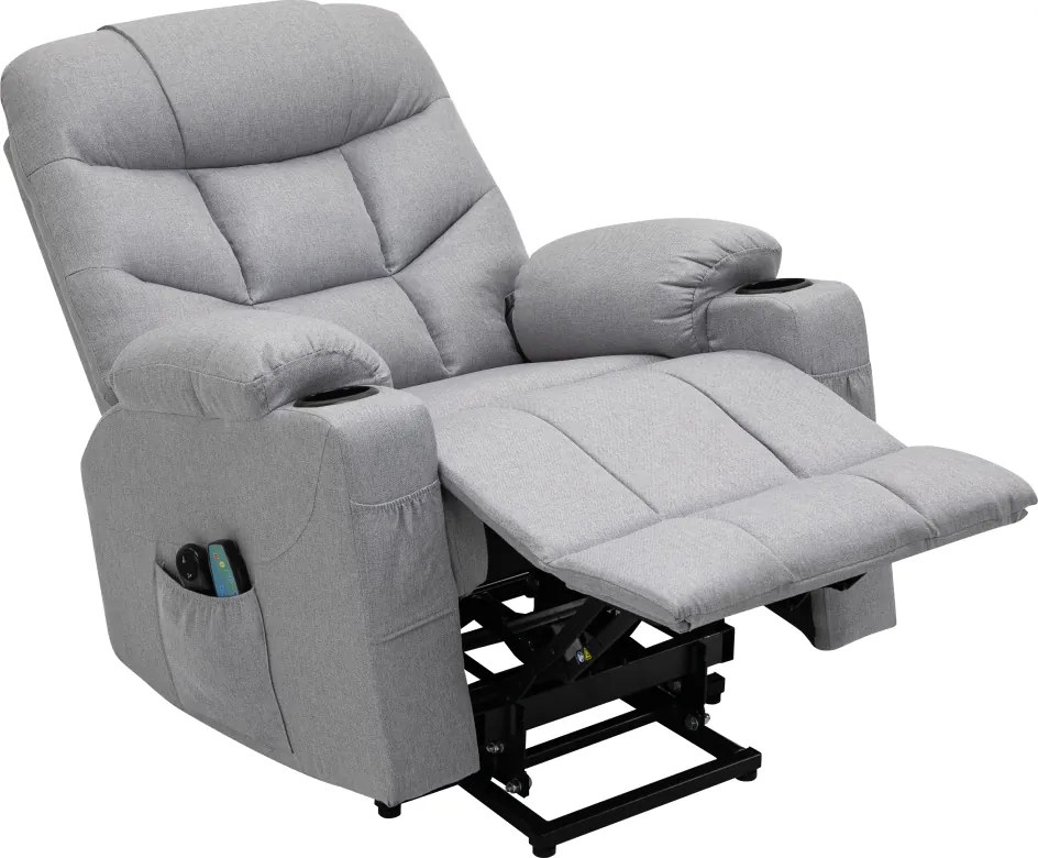 Állítható masszázs fotel, világosszürke, HUDSON