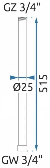 REA-K0881 - 51,5 cm hosszabbító rúd zuhany- vagy fürdőkád készlethez, fényes króm