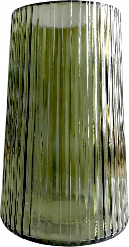 Virágváza zöld üveg dekoratív díszpalack 20 cm
