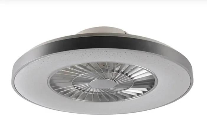 Ezüst színű mennyezeti ventilátor csillag effektussal ,LED-del, fényerőszabályzóval és távirányítóval (60cm)