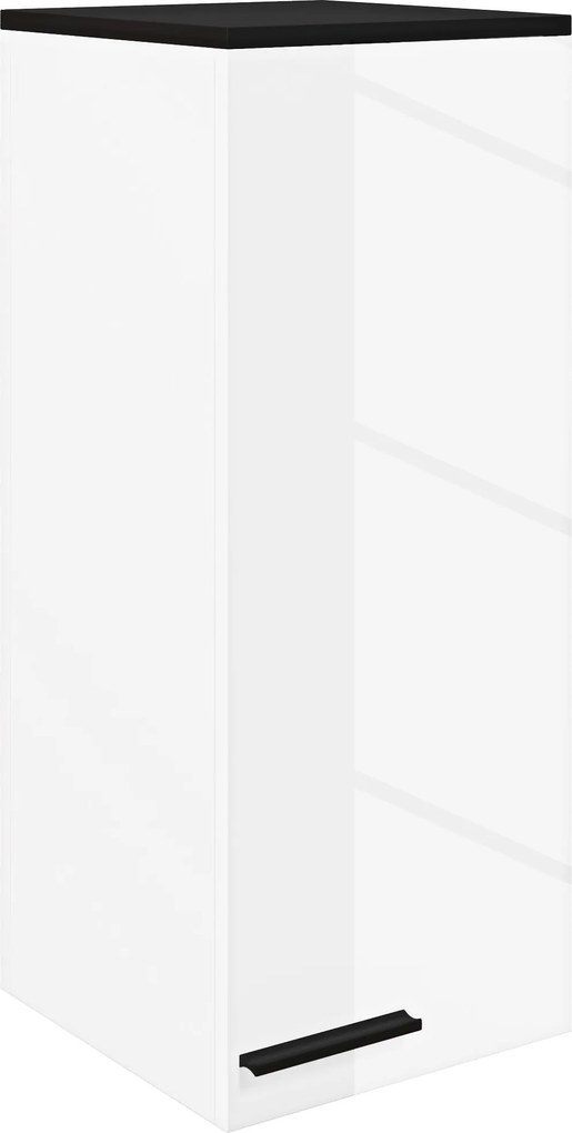 HOMCOM Fali Fürdőszoba Szekrény, Fürdőszobai Tároló 3 Polccal és Állítható Polcokkal, 30x32x73 cm, Fényes Fehér | Aosom