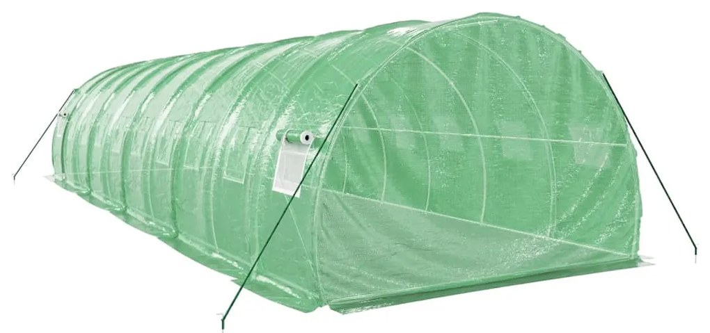 zöld acélvázas melegház 30 m² 10 x 3 x 2 m