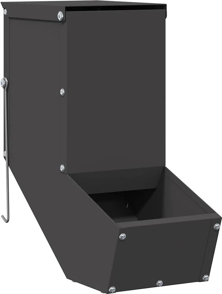 vidaXL Nyúl Etető Fekete 12,5 x 26 x 28,5 cm Hidegen Hengerelt Acél