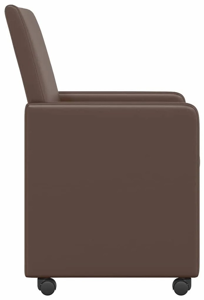 vidaXL Kerekes Étkező Székek 2 pcs Barna 57 x 66 x 94 cm Műbőr