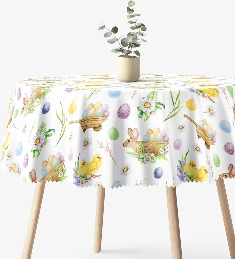 Goldea húsvéti kör alakú teflonos terítő - húsvéti szimbólumok Ø 120 cm