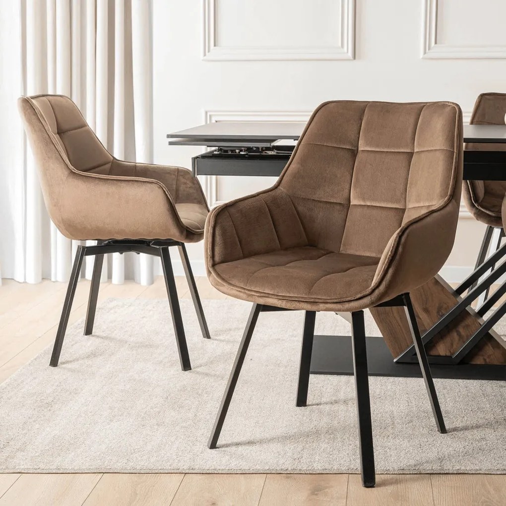 Forgószék barna bársony kárpittal – LUNA