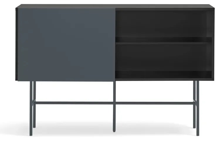 Fekete-antracitszürke alacsony komód tolóajtóval 140x91 cm Nube – Teulat