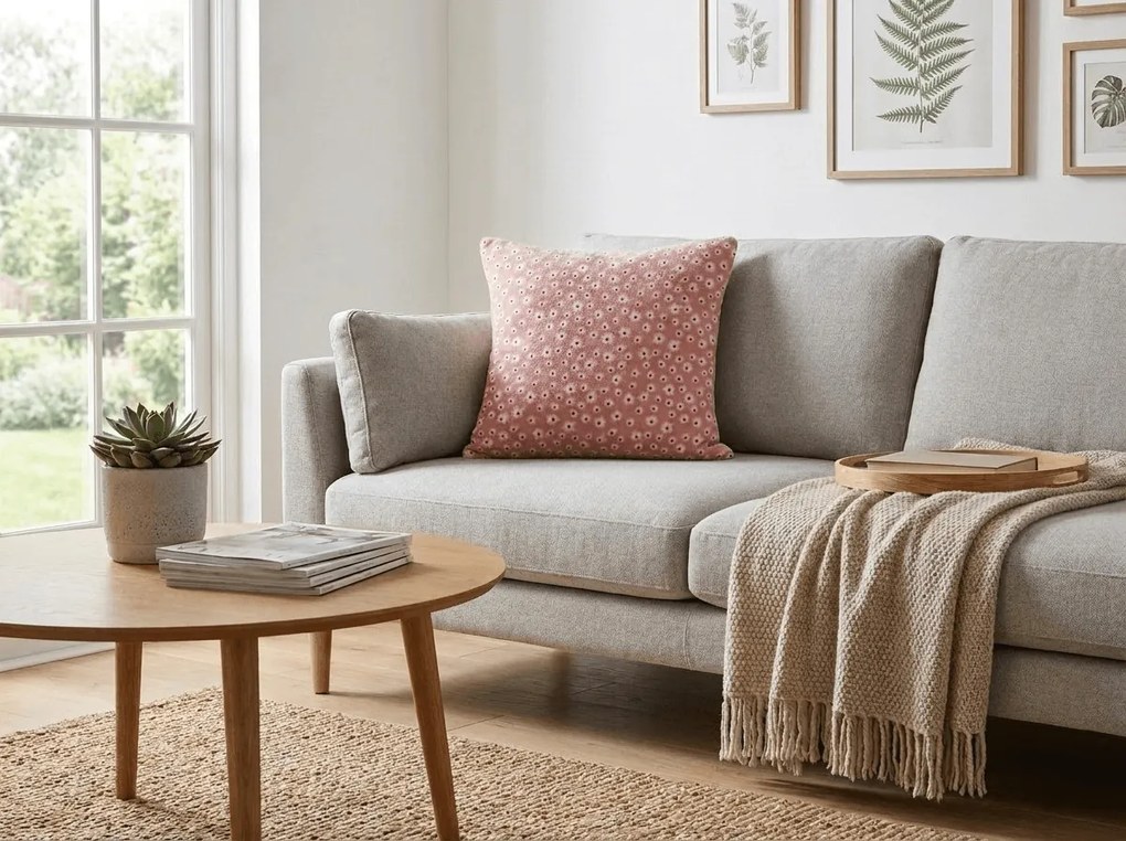 Kétoldalas párnahuzat DUO SENSE DAISELLE 45x45 cm mikroplüss/flanel, rózsaszín