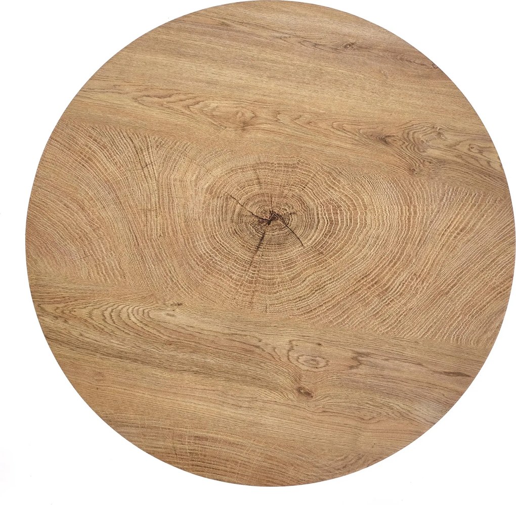 Liviano kerek dohányzóasztal 80 cm fém lábakkal - natúr tölgy / fekete