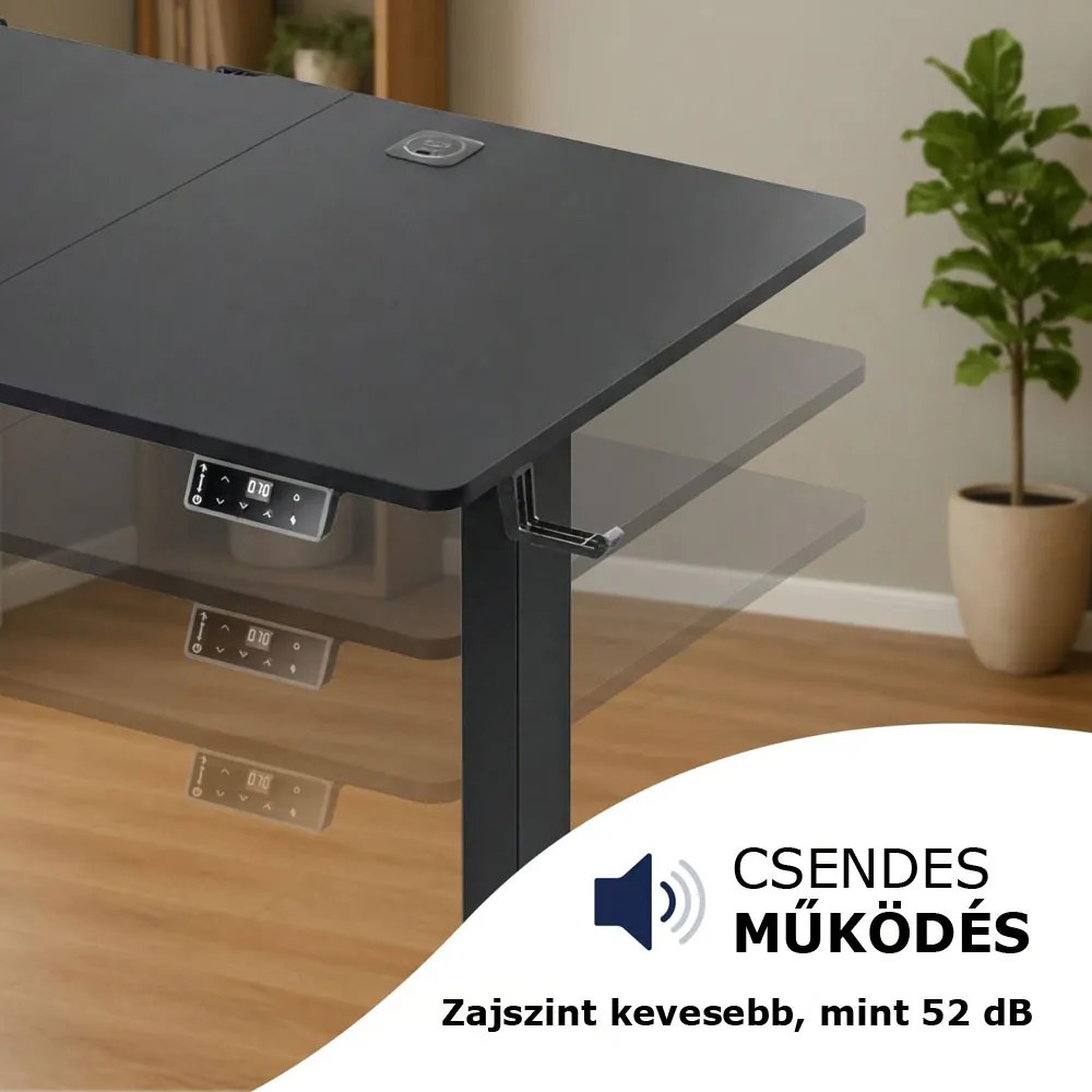 FLEXI állítható magasságú irodai íróasztal, 160x75x72–117cm, fekete Casaria