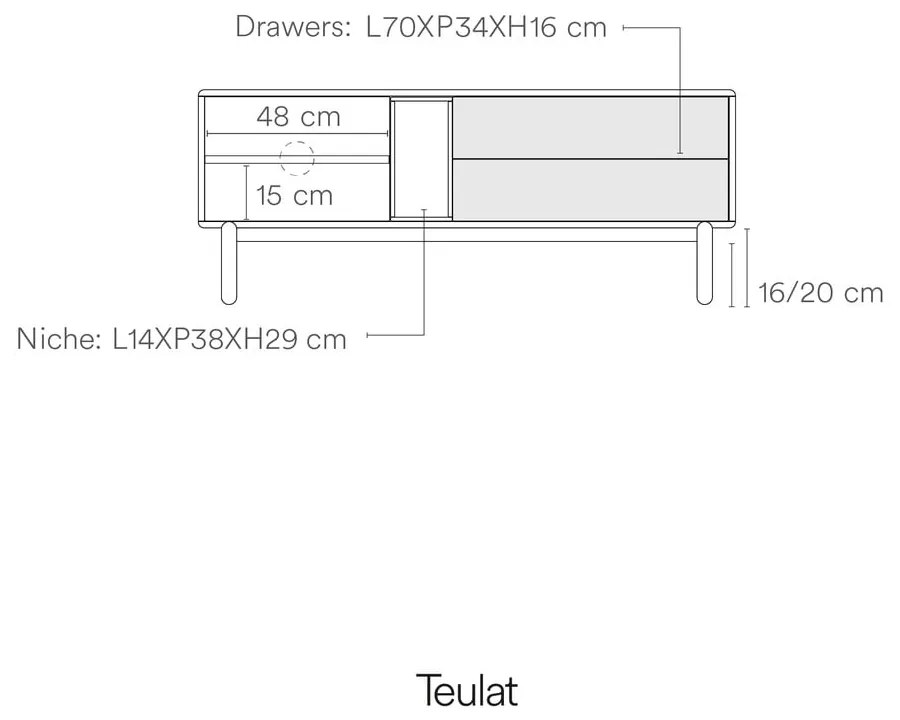 Kék-szürke TV-állvány 140x56 cm Corvo – Teulat