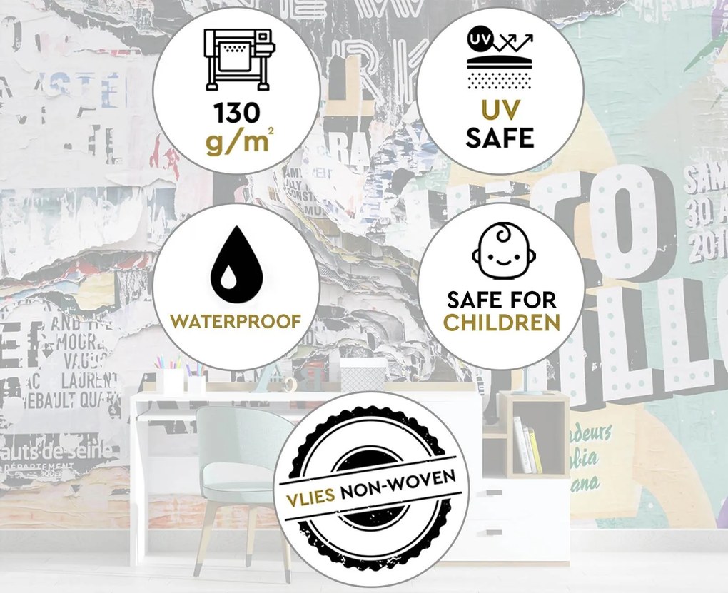 Gario Fotótapéta Grunge fal - régi, szakadt plakátok Anyag: Vlies, Méret: 100 x 70 cm