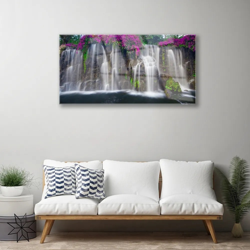 Fali üvegkép vízesés Természet 100x50 cm