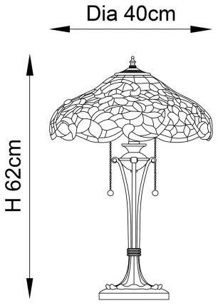 Endon 64326 - Tiffany SULLIVAN asztali lámpa 2xE27/60W/230V átm. 40 cm