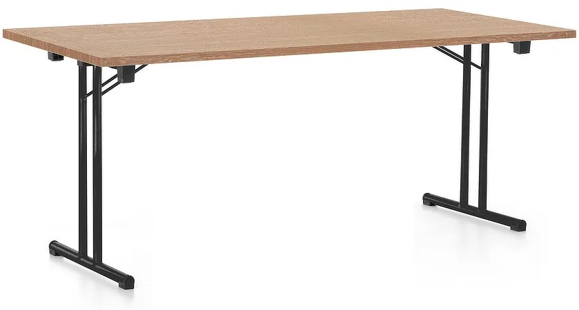 Összecsukható asztal 180 x 80 cm, fekete lábak, tölgy