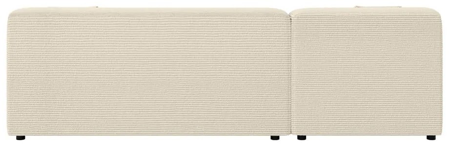 Bézs-krémszínű kordbársony sarokkanapé (bal oldali-heverő résszel) Martin – Ropez