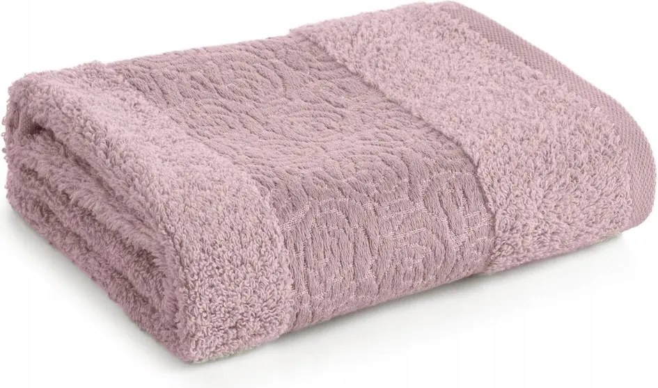 Kéztörlő kicsi 30X50 púderes, dombornyomott bordó-rózsaszín