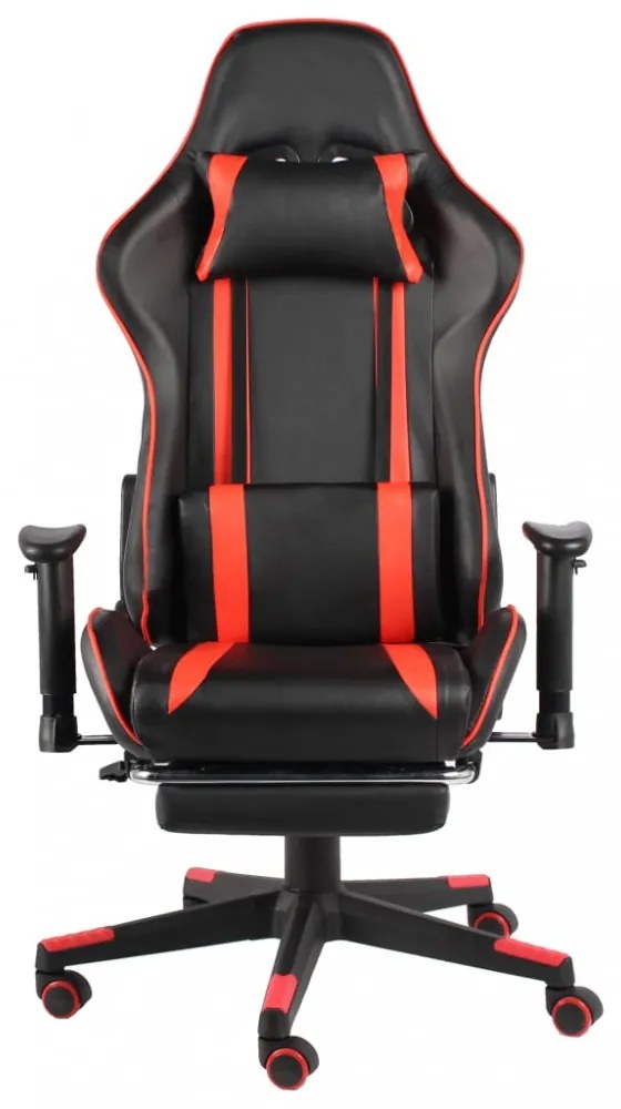 piros PVC forgó gamer szék lábtartóval