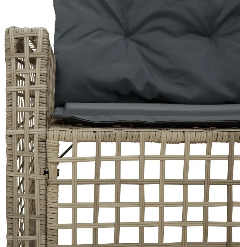 L-alakú szürke polyrattan kerti kanapé párnákkal és lábtartóval