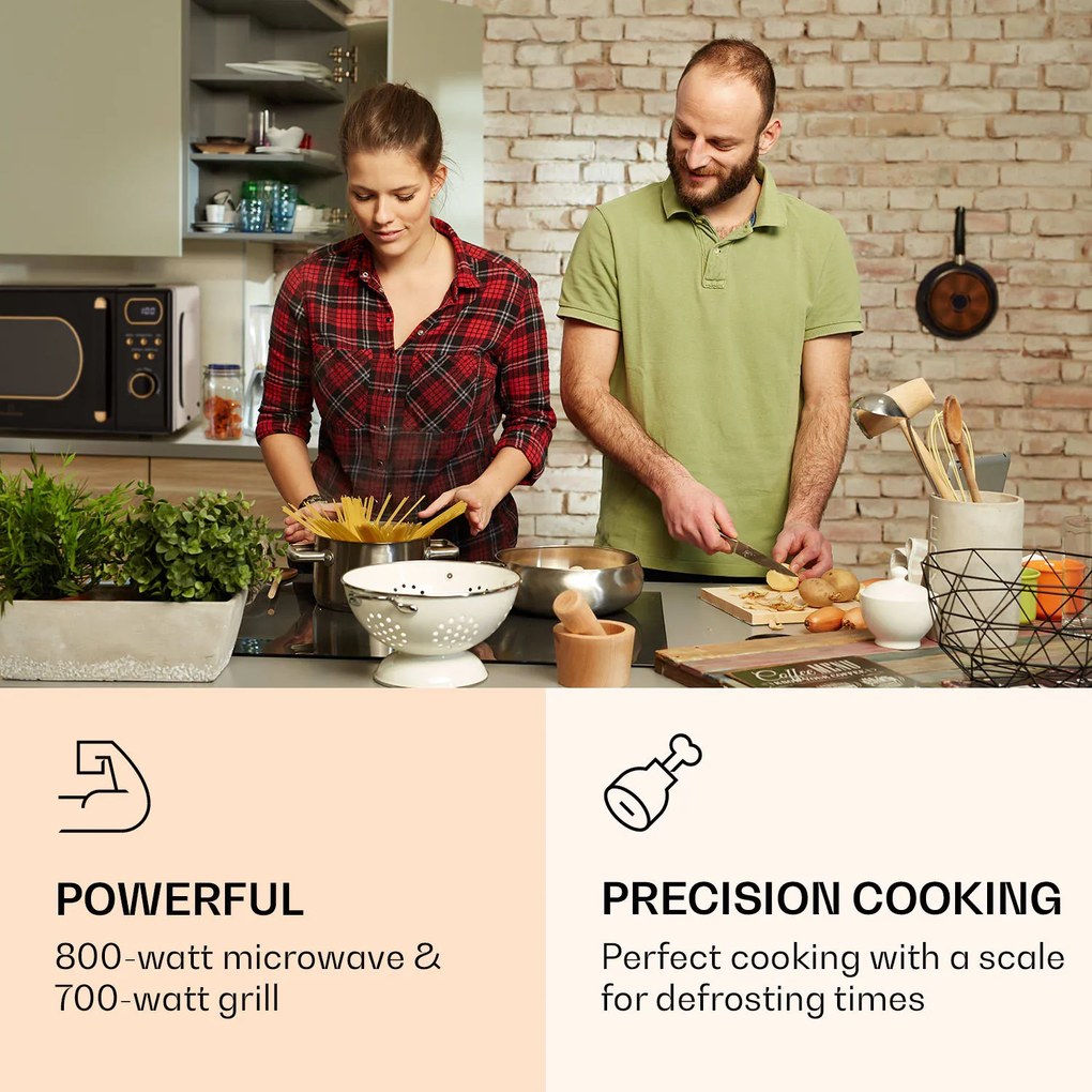 Klarstein Julieta, mikrohullámú sütő grillel, 20 l, 700 / 800 W, Ø 25,5 cm, 8 program