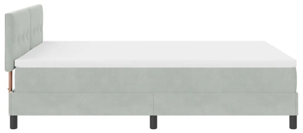 Boxspring Ágy Mattal Világosszürke 140x190 cm Bársony