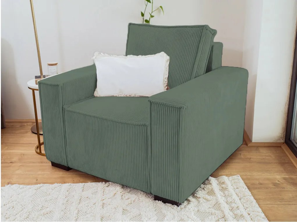 Fotel lábtartóval SMART SET, sötétzöld
