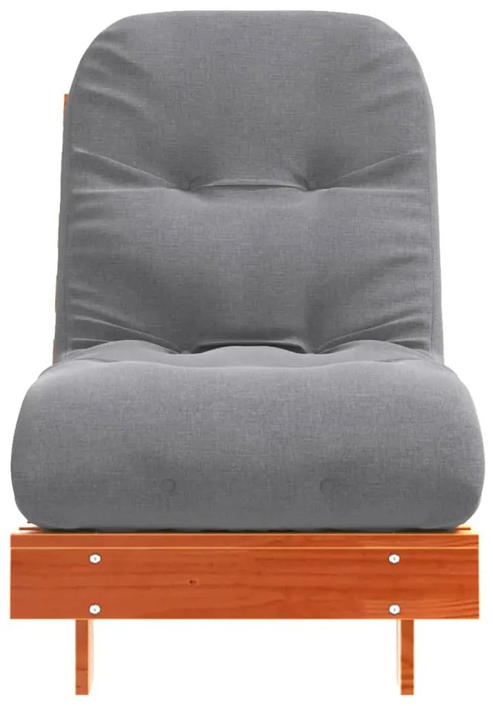 viaszbarna tömör fenyőfa futon kanapéágy matraccal 60x206x11 cm