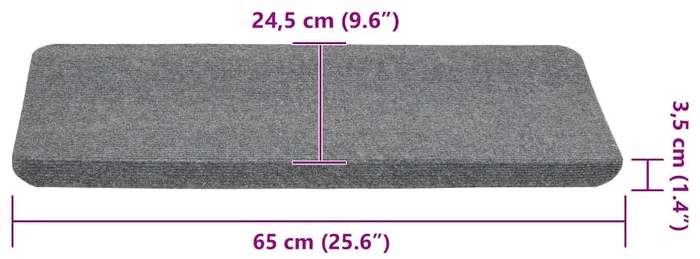 30 db szürke öntapadó lépcsőszőnyeg 65x24,5x3,5 cm