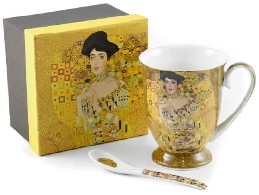 Klimt porcelán bögre kanállal 280 ml Adele Bloch díszdobozban