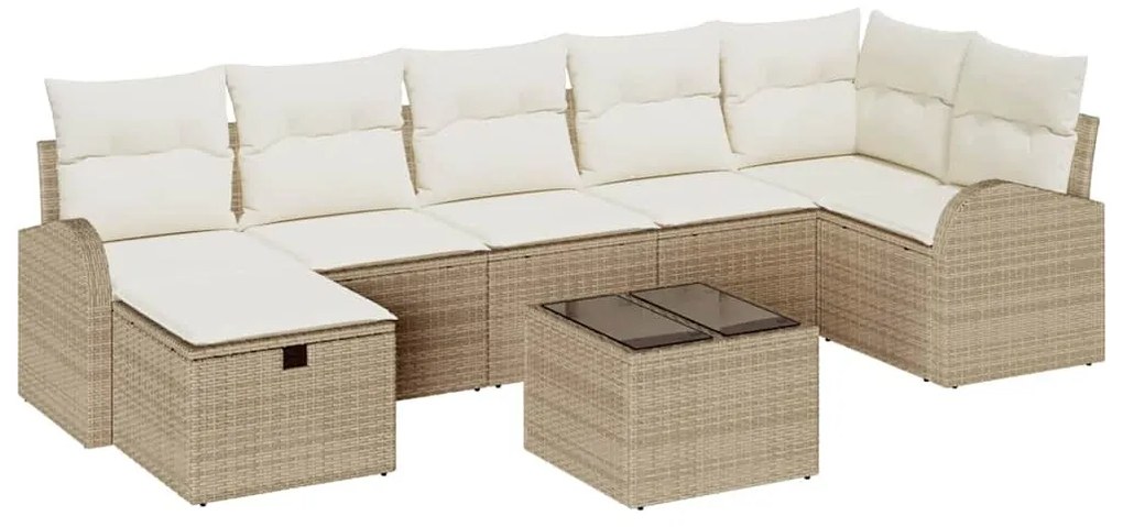Kerti Kanapé Szett 8 pcs bézs és krémszínű 289 x 124 x 85 cm