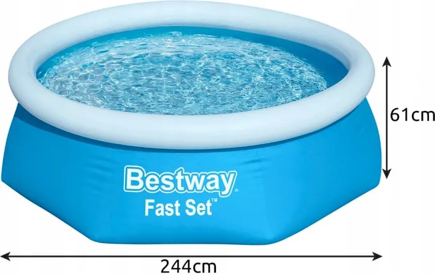 Bestway felfújható medence felfújható peremmel 244 x 61 cm - 1880 l