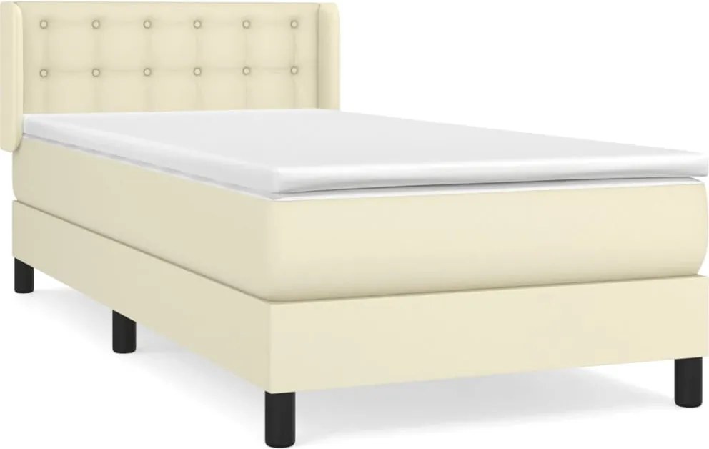vidaXL krémszínű műbőr rugós ágy matraccal 100 x 200 cm