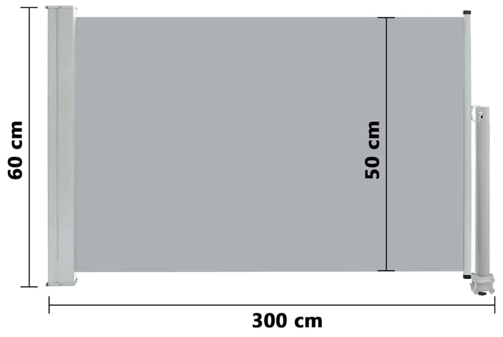szürke kihúzható oldalsó terasz napellenző 60 x 300 cm
