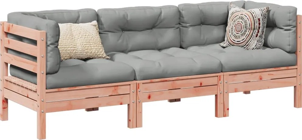 vidaXL 3 részes tömör duglászfenyő kerti társalgószett párnákkal