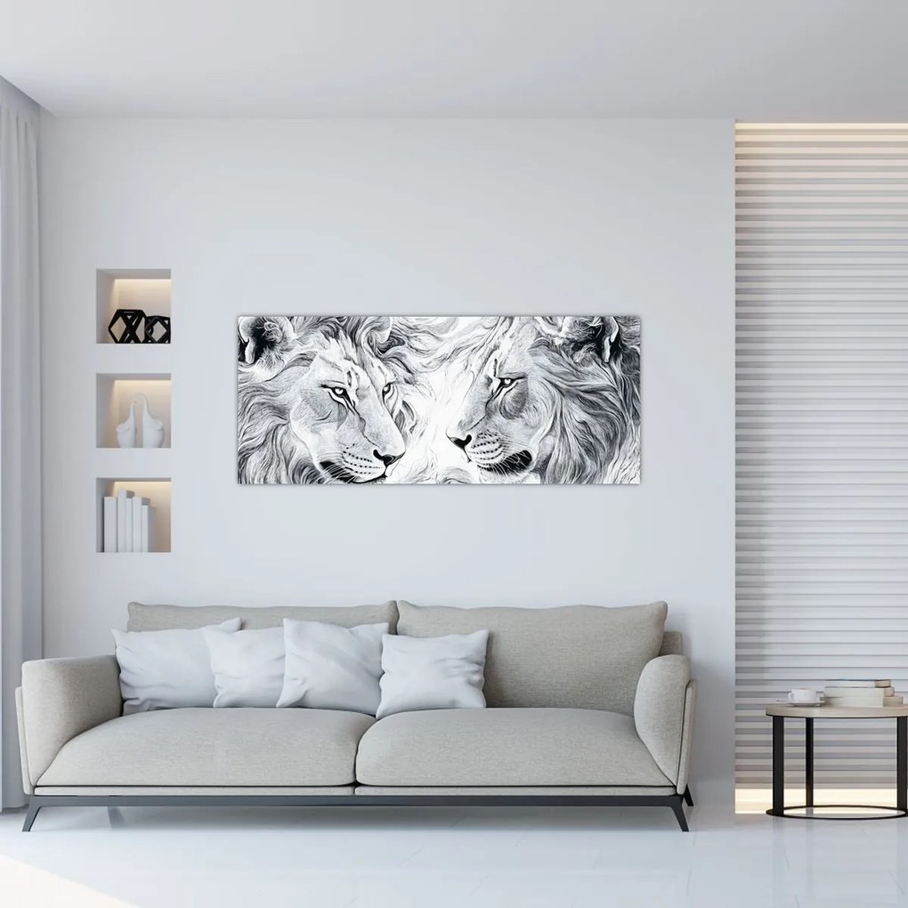 Kép - Rajzolt oroszlánfejek (120x50 cm)
