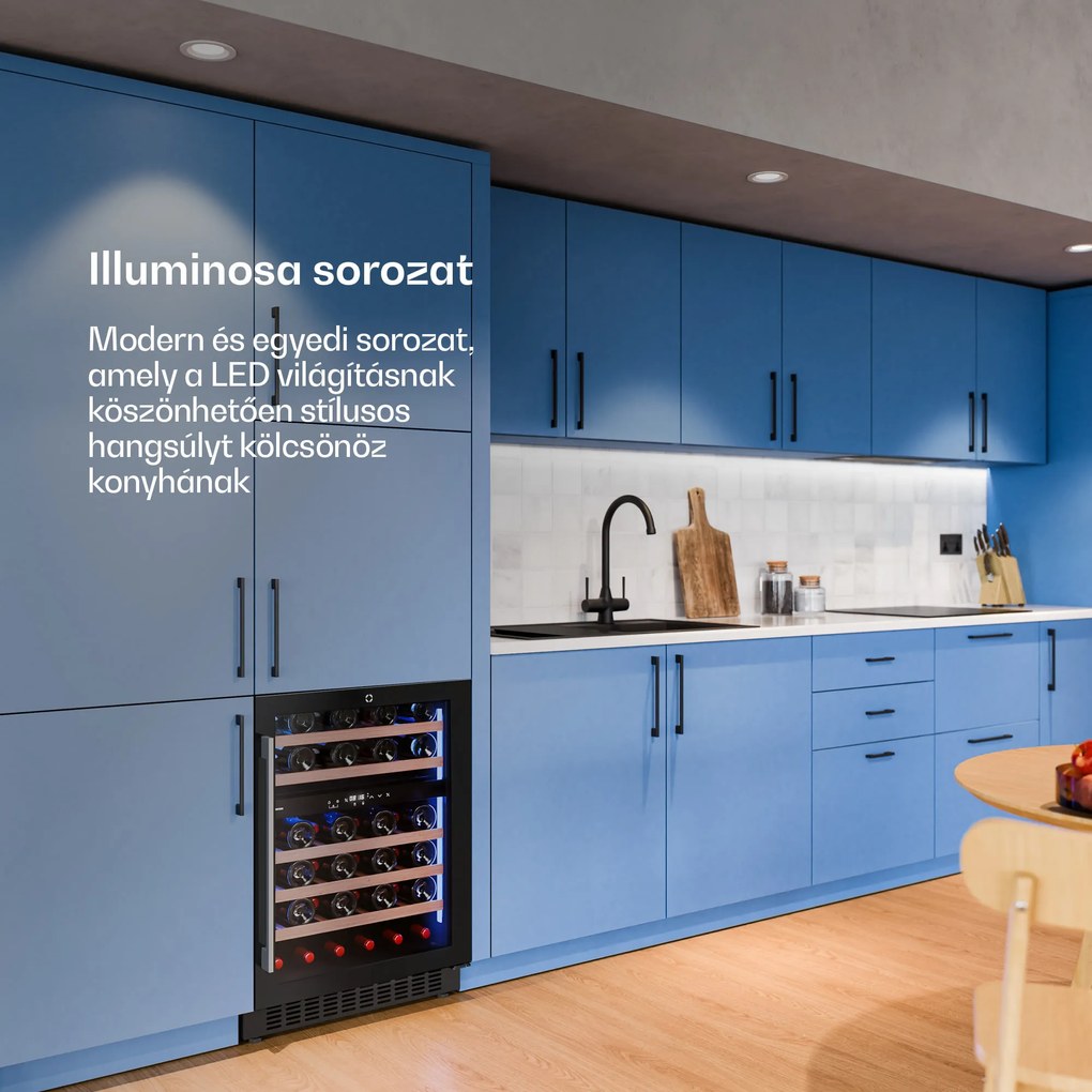 Klarstein Illuminosa pult alatti borhűtő | Kétzónás | 129 liter | 46 palack | 60 cm