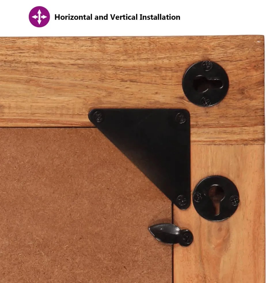 tömör akácfa és üveg tükör 70 x 50 cm