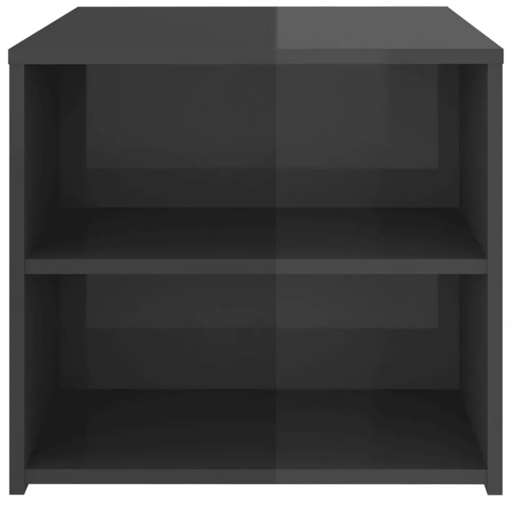 magasfényű szürke szerelt fa kisasztal 50 x 50 x 45 cm