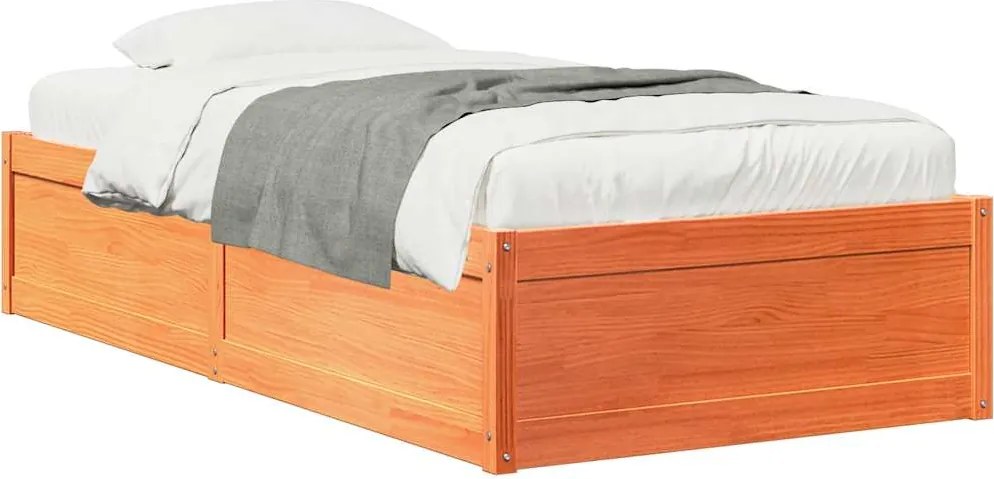 vidaXL viaszbarna tömör fenyőfa ágy matrac nélkül 90 x 190 cm