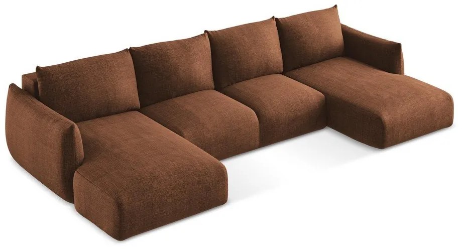 Terrakotta színű kinyitható sarokkanapé (U alakú) Leila – Makamii