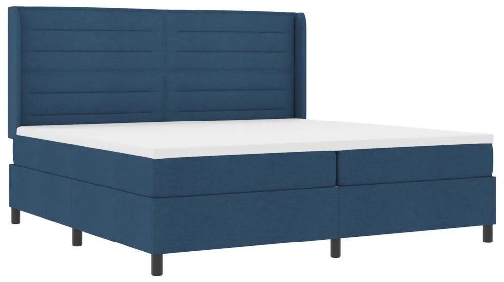 Boxspring Ágy Matraccal Kék 200x200 cm Szövet