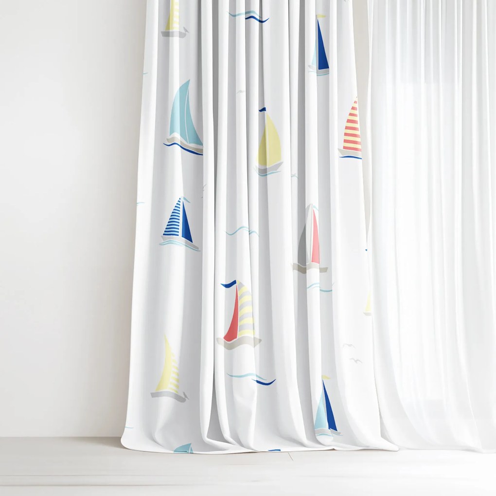 Goldea pamut drapéria - vitorlások 240x150 cm