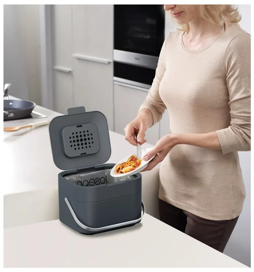 IntelligentWaste sötétszürke zöldhulladék tartó, 4 l - Joseph Joseph