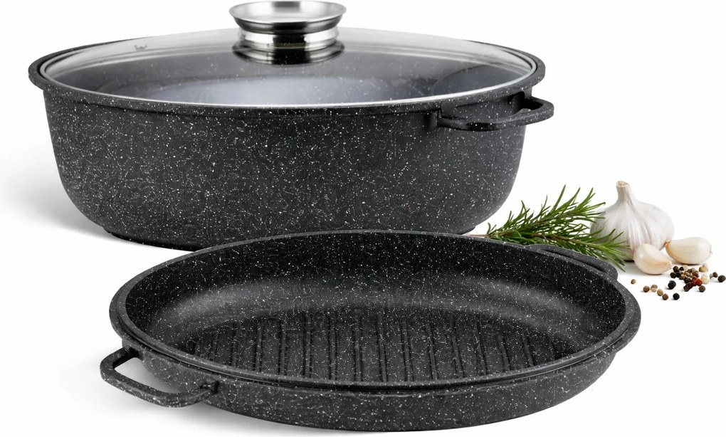 Britfanna 38 cm kerámia-márvány bevonattal 8 L