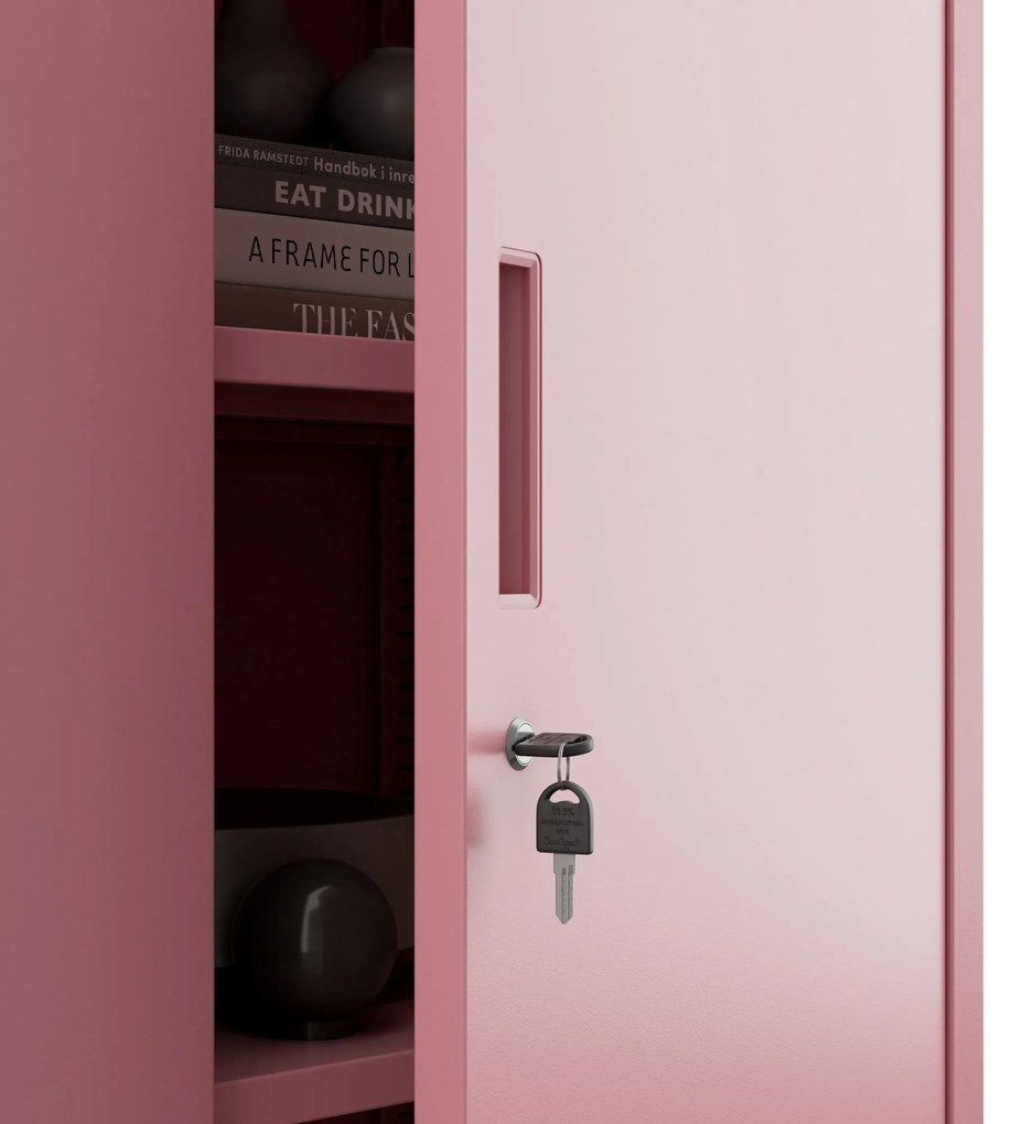 Alacsony fém irattartó szekrény BEATA, 900 x 930 x 400 mm, Fresh Style: púderrózsaszín