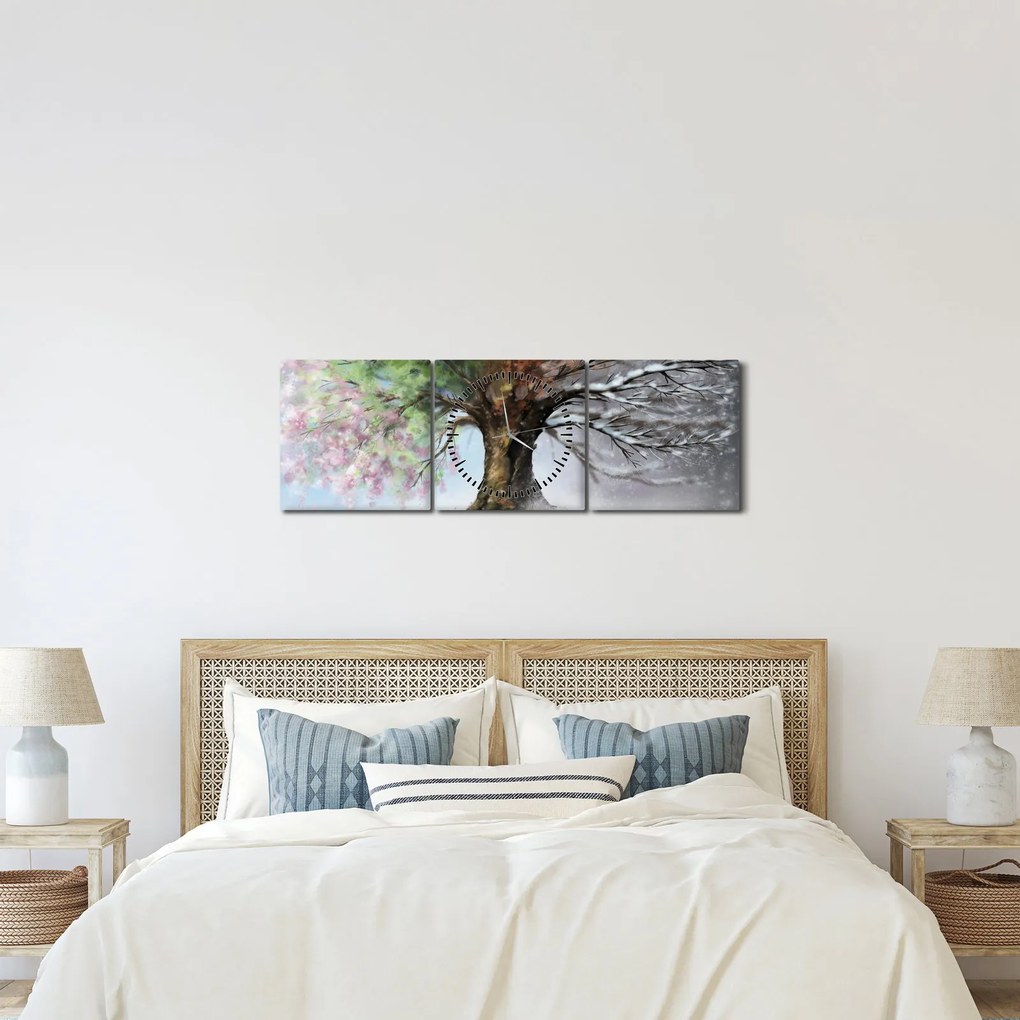 Kép - Négy évszak fája (órával) (90x30 cm)