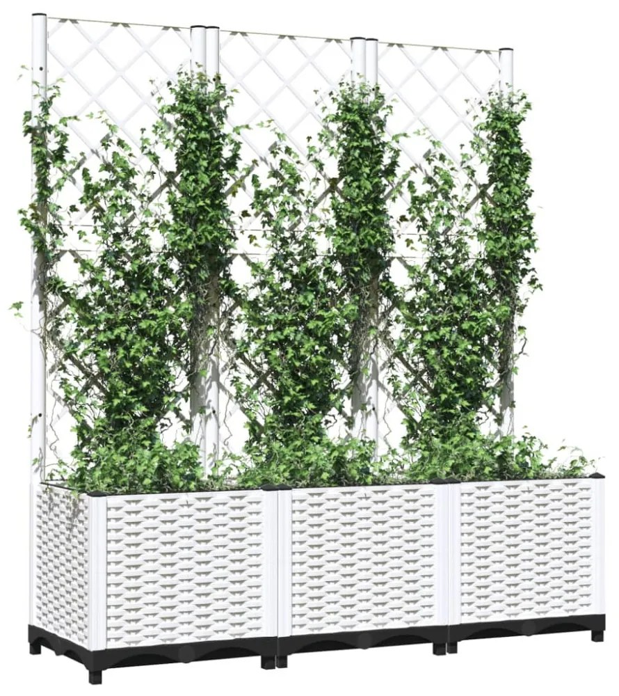 fehér polipropilén rácsos kerti ültetőláda 120 x 40 x 136 cm