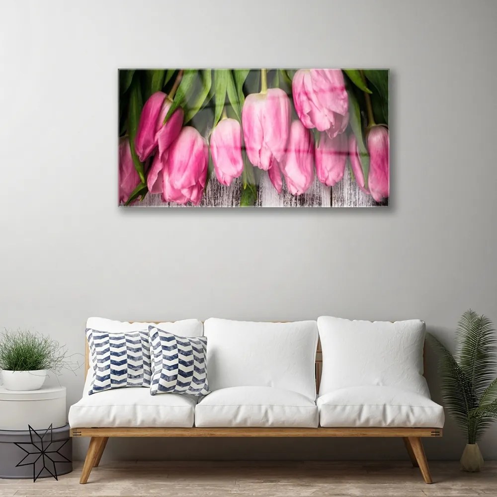 Üvegkép Tulipánok Fal 120x60cm 2 fogas